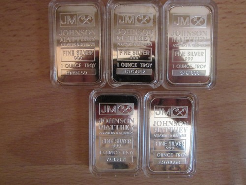 Five 1oz 999 silver - ,